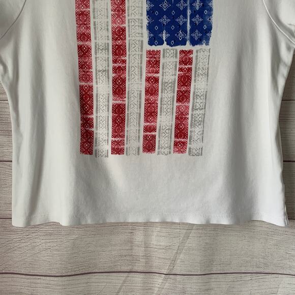 Studio Works The Studio Tee White American Flag T-Shirt Handkerchief Jewels XL - Picture 3 of 15